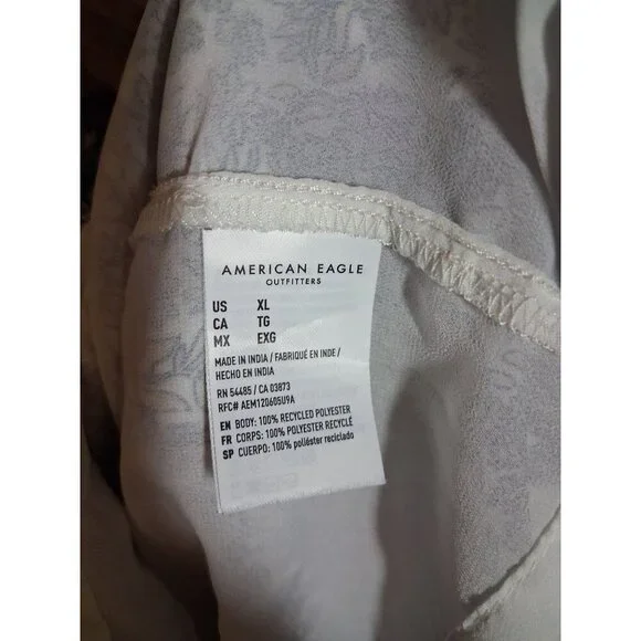 American Eagle Blouse Boho Floral Business Casual Lined Y2K Retro Purple Size XL - Picture 6 of 6